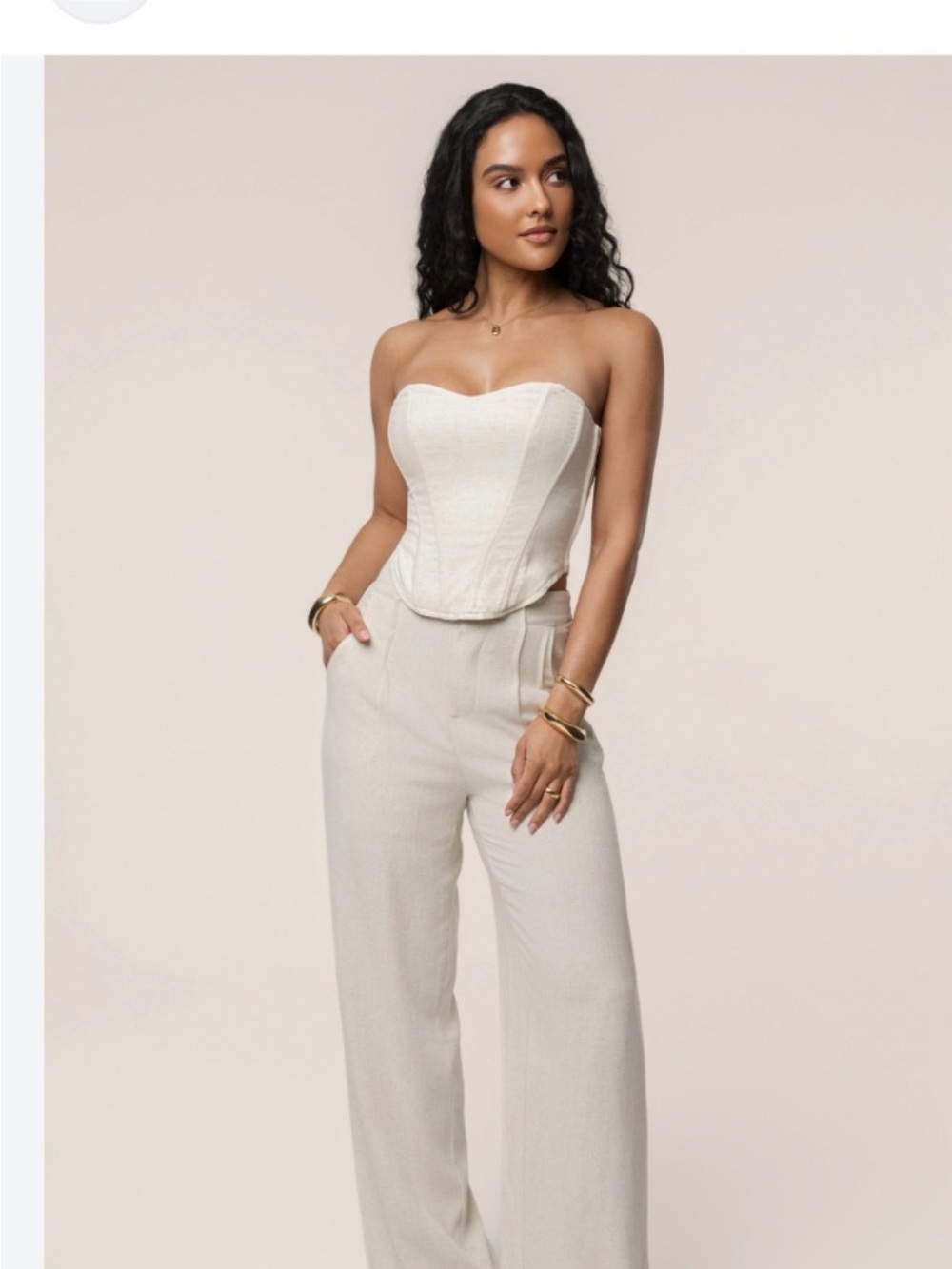 JLUXLABEL Cream Strapless Corset Top